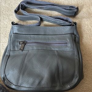 Stylish Gray Leather Crossbody Bag